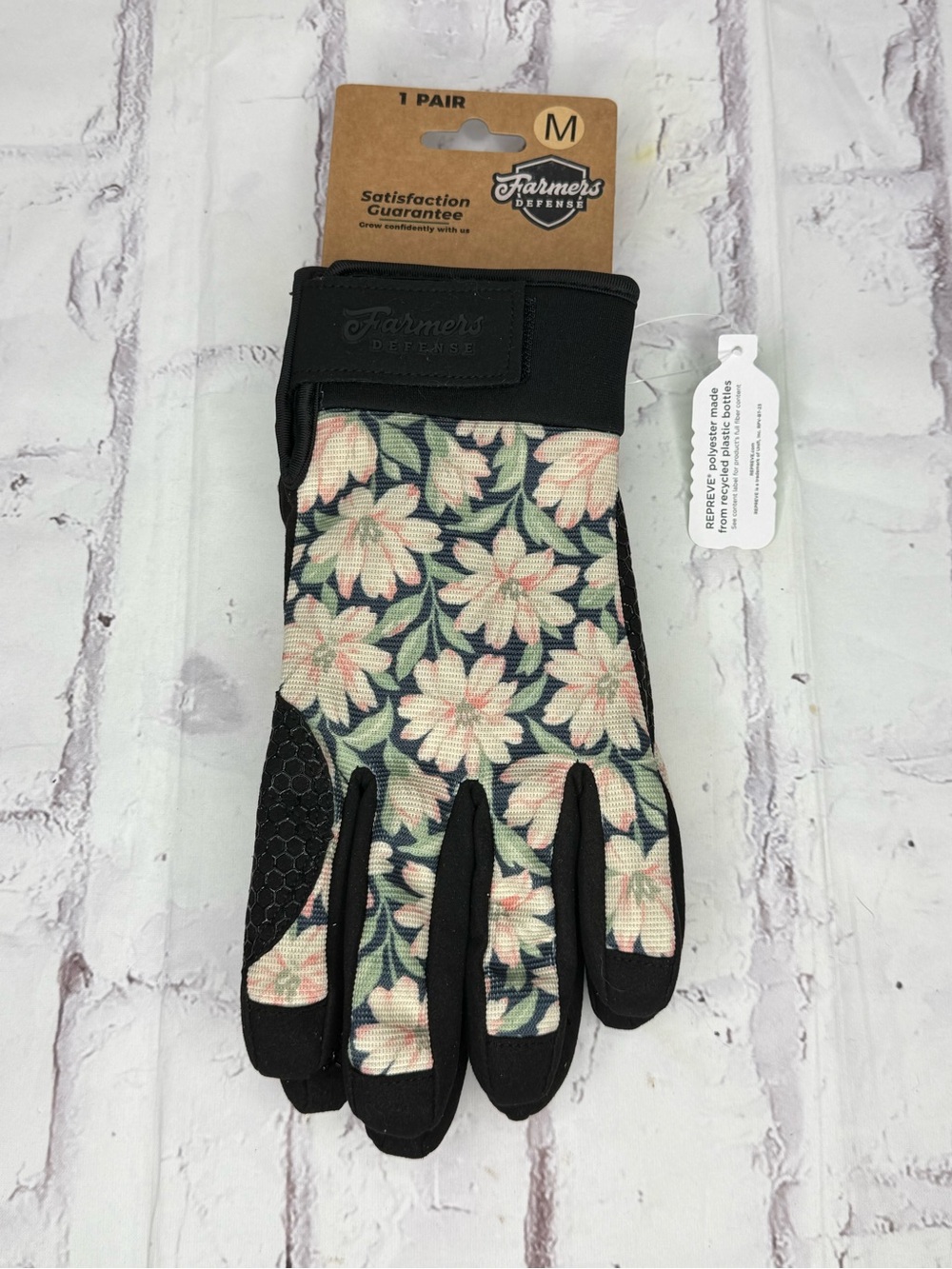 Farmers Defense Waterproof Winter Gloves Sz M Painted Peony Gardening Insulated
